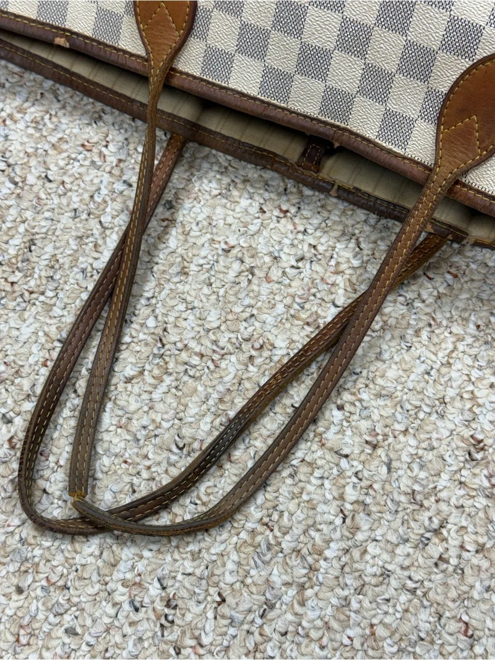 LOUIS VUITTON Neverfull MM White Damier Azur Tote Shoulder Bag Purse N40604$2240